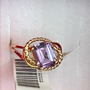 Solid 10k Yellow Gold Genuine Amethyst Ring